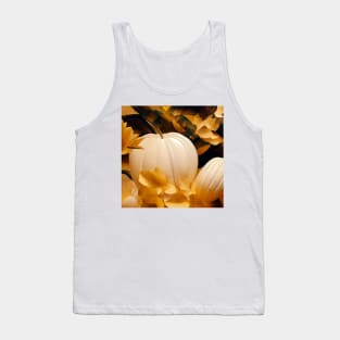 White Pumpkin with Golden Leaves Tank Top